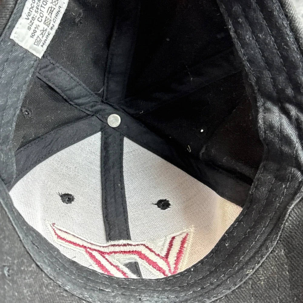 Vintage Virginia Tech Cap Black Hat 3D Embroidered Cotton Strapback‎ Distressed